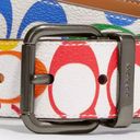 Coach NWT  Roller Buckle Cut To Size Reversible Belt In Rainbow Signature Canvas Photo 2