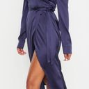 Pretty Little Thing s Satin Blue Off Shoulder Dress Photo 3