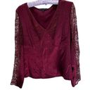 Lafayette 148 Vintage  - Size 8 - Red 100% Silk + Lace Blouse - gorgeous! Photo 0