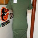 Isabel Maternity  Army Green Ruched Midi Dress Photo 4