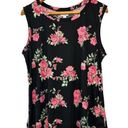 LuLaRoe  Black & Pink Floral Print Sleeveless Summer Swing Tank Size Large Photo 0