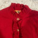 Tory Burch Red Ruffle Button Down Cardigan Photo 3