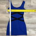 One Clothing Blue with Black Crossed Stripes Sleeveless Zip Back Dress Small Photo 7