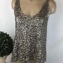 Decree  Tan & Gold Sequins Embellished Tank Top M Photo 2