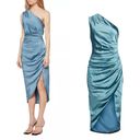 Elliatt NWT  Cassini Satin One-Shoulder Blue Evening Midi Dress Sz M Photo 1