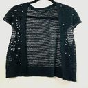 BCBGMAXAZRIA  Black Sequins Open Woven Cap Sleeve Cardigan- Size Large Photo 0