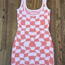 Sweater Bodycon Dress Peach Checkered Pink Size L Photo 1