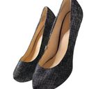 Nine West  Juliette Black Speckled Denim Metallic Suede Heels Photo 4