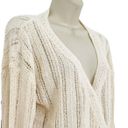 ASTR NWT  Wrap Front Pointelle Sweater In Cream Size Medium Long Sleeve Open Knit Photo 2