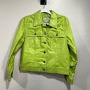 Nine West  Apple Lime Green 100% Leather Trucker Jacket Womens Size: 8 Photo 0