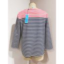 Draper James  Women's Stripe Ponte Long Sleeve Tee Navy Coral Size L Photo 4