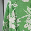 Caribbean Joe  90s Vintage Lime Green Tropical Floral Button Down Top Photo 7