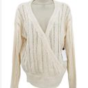 ASTR NWT  Wrap Front Pointelle Sweater In Cream Size Medium Long Sleeve Open Knit Photo 1