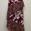 Mossimo Burgundy Floral Ruffle Midi Skirt Size M Photo 6