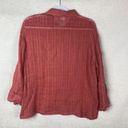 Chico's Vintage  Size‎ 1 (M) Open Knit Linen Button Down Shirt Long Sleeve Pink Photo 1