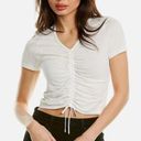 Mango  White Cinched Crop Top Size 4 Photo 0