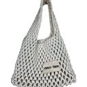 About Face Mini Crocheted Rope Bag Tote Purse Casual White Beach Vacation Bath Photo 1