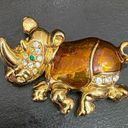 Vintage Regency Accessories Rhinoceros Enamel Rhinestones Brooch Photo 3