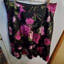 Talbots  SIZE 8 black skirt with large purple and pink flowers and a-line Photo 1