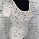 Tricot Joli short sleeve open knit scoopneck top w/ruffles sz small women Photo 5