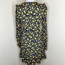 Tommy Hilfiger Moss Crepe Rose Dress 6 Black Yellow Ruffle Long Sleeve Floral Photo 11