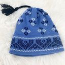 Vintage Handmade Top Notch Knits USA Beanie Hat hearts VTG Blue Photo 0