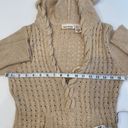 DKNY  Beige Cable Knit V-Neck Hooded Sweatshirt EUC Sz Sm Cotton Pullover Photo 8