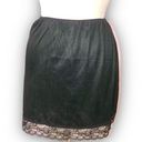 Vintage 70’s Black Mini Slip Skirt Large Embroidered Bow Lace Pinup Rockabilly Photo 0