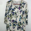 J.Jill  Pleated Back Floral Button Front Cardigan Sweater size Large Photo 0