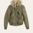 Generation Love  Georgina Asiatic Raccoon Bomber Jacket in Olive Green Sz S Photo 1