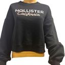 Hollister  California Black Crew Neck Long Sleeve Cropped Sweatshirt Womens Large Photo 0