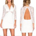 NBD NWT  x Revolve White Lace Long Sleeve Open Back Mini Dress, Size Large Photo 1