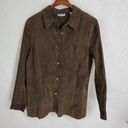 Marsh Landing Vtg  Womens Jacket Large Brown Suede Leather Button Down Shacket Photo 34