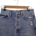 AGOLDE  light wash distressed frayed festival denim button fly mini skirt size 27 Photo 3