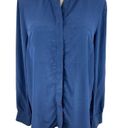 Vince  Women’s 100% Silk Blue Long Sleeve Blouse/Tunic W/ Front Pockets Size: 10 Photo 2