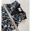 Jason Wu  Shirt Women 6 Black Blue Cream Floral V-Neck Asymmetrical Ruffle Silk Photo 4