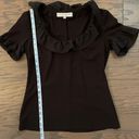 Trina Turk  Black W/Blk Ruffle Scoop Neck Tee Size Small Photo 3