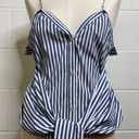 L'Academie L’academie Revolve Blue White Stripe Button Down Tank Tie Front Size Small Photo 1