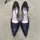 Anne Klein  Purple & Black Ankle Strap Pointed Toe Stiletto Pump Sz 11 Photo 3