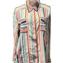 Caslon Women's  striped multi color button down long sleeve, size Large L Photo 0