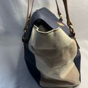 Tommy Hilfiger  Shoulder Bag/Tote in Navy Leather & Cream Striped Fabric, EUC Photo 4