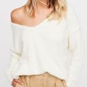 Free People White Oversized V-neck Sweater Photo 1