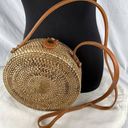 Collection 18 Hand Crafted Round Rattan Bali Bag Purse Crossbody Floral Lining Photo 0