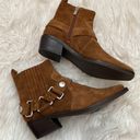 DKNY  Mina Cognac Suede Western Booties Photo 2