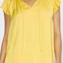 The Loft  Yellow Tied V-Neck with Ruffled Detail Top  Photo 0
