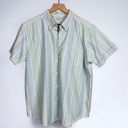 Cabin creek Wrinkle Free Short Sleeve Blue Purple Striped Button Down Shirt Photo 0