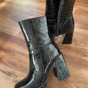 Azalea Wang High Heeled Black Croc Boots Photo 0