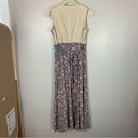 Vintage Blue VTG  Dress Sleeveless Button cotton tan Top Floral skirt size small Photo 5