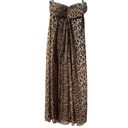 Sans Souci  Women's Strapless Maxi Dress Animal Leopard Print Sheer Brown Medium Photo 4