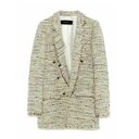 ZARA cream open front gold button tweed long sleeve blazer jacket XS Photo 0